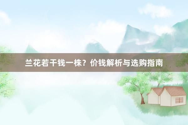 兰花若干钱一株?价钱解析与选购指南